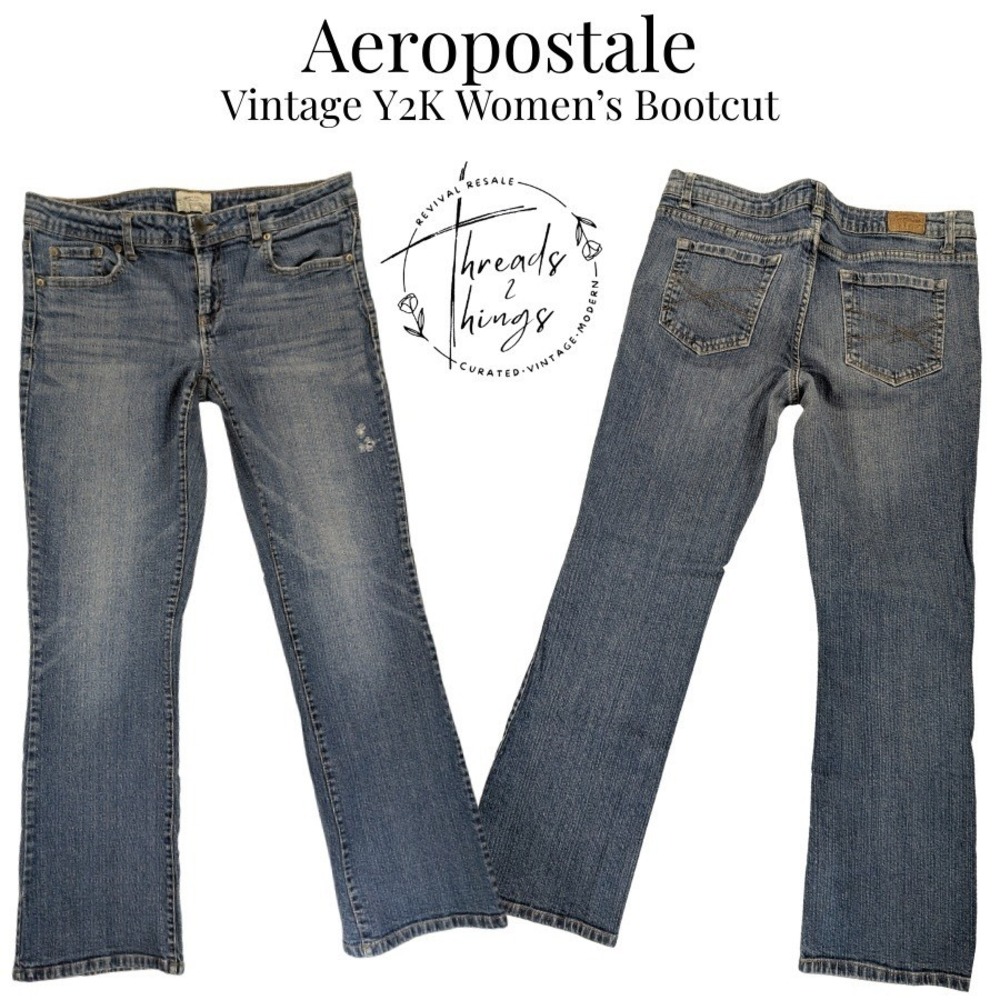 VTG Aeropostale Jeans Womens 11/12 Med Wash‎ Chelsea Bootcut low-rise Y2k Preppy